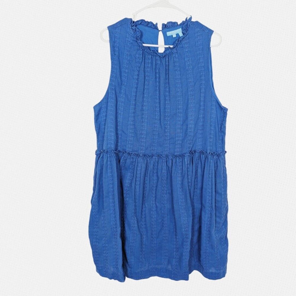 Draper James RSVP Women's XXL Blue Textured Cotton Tank Dress